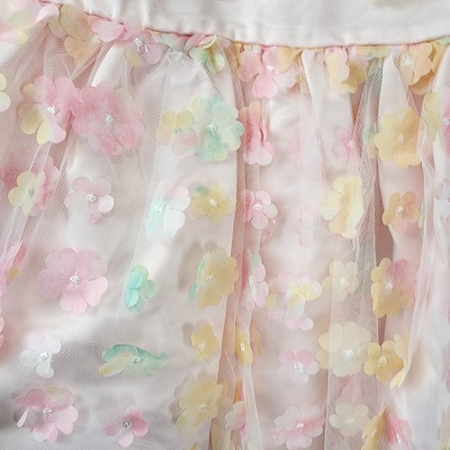 Blush By Us Angels 3D Floral Mesh Sleeveless Dress Girl's 7 Multi Back Zip - Picture 10 of 13