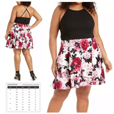 City Studio 22W plus size mauve/ivory floral crossback skater dress NWT