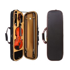 Hard Violin Case 4/4 Full Size Violin Box Wooden Oblong Violin Case Back Straps