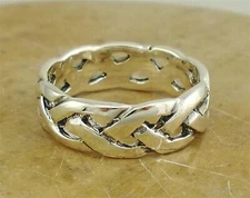 EXOTIC .925 STERLING SILVER WOVEN BAND RING size 7  style# r1712