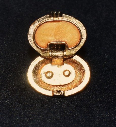 Vintage 80er Jahre Luzier Parfum Ring goldfarben mit rundem Citrin Farbstein, neuwertig - Bild 8 von 10