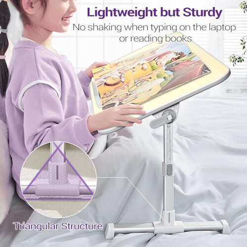 Laptop Bed Tray Table, (Size) Adjustable Laptop Bed Stand, Larger White - Picture 7 of 7