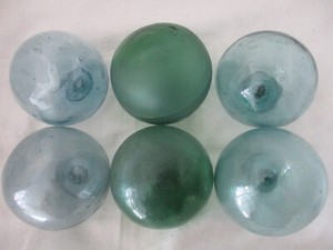 6 Blue/Green and Olive Japanese VINTAGE Glass Floats Alaska BeachComberBUM