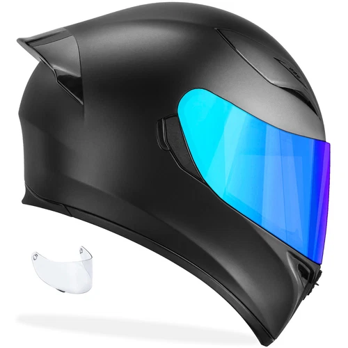 خوذات دراجات نارية جديدة DOT Full Face Matte Black + SHIELD OPTIONS - SML XL XXL