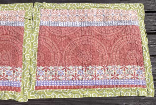3Pc Soft Surroundings Boho COTTON PINK REVERSIBLE Floral Paisley Quilt Shams Set - Picture 8 of 24