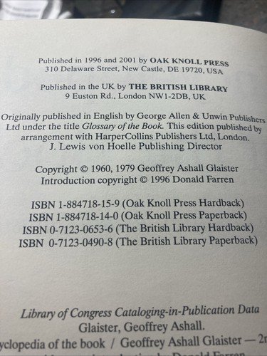 ENCYCLOPEDIA OF THE BOOK By Geoffrey Ashall Glaister HC DJ B49 - Picture 4 of 13