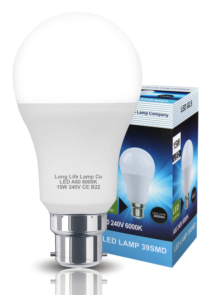 15W = 90W Daylight White Bright Energy Saving B22 LED Light Bulb Bayonet  1350lm