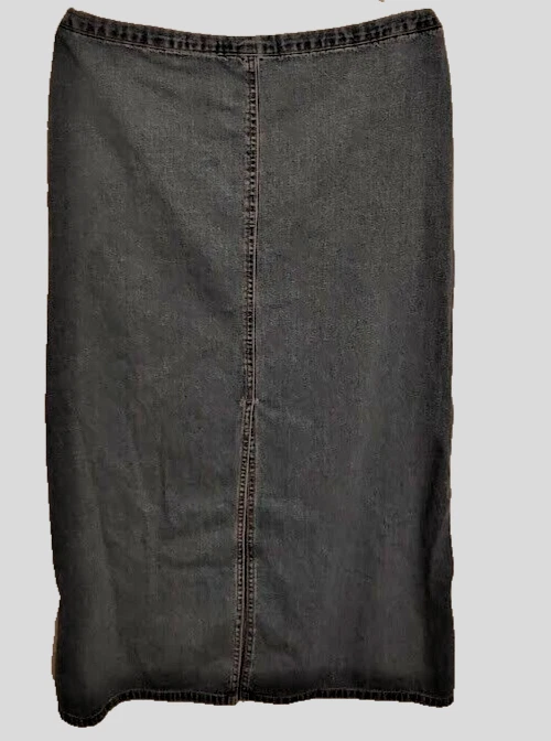 Falda larga de mezclilla London Jean recta con abertura trasera talla pequeña pequeña Foto 2 de 4
