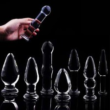 Anal Butt Plug G-Spot Orgasm Massager Crystal  Glass Dildo Masturbation Sex Toy