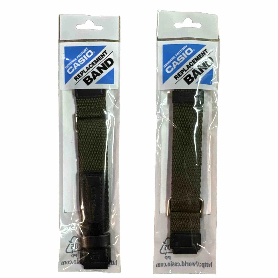 2 correas de reloj Casio (AW-80V-1) correa de agarre de nailon verde y negro. Compatible 18mm Foto 2 de 4