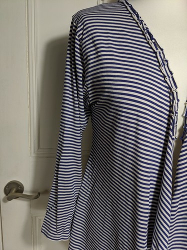 The Masai Clothing Co stretch cardigan Size L blue & white stripes edge to edge - Picture 4 of 7