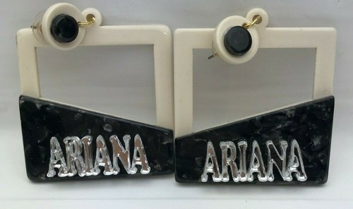 Impresionantes pendientes personalizados de mármol blanco y negro placa de identificación corte láser - Imagen 7 de 9