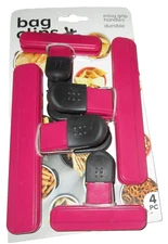 Kitchen BAG CLIP SET ~ 4 Count  ~ Purple ~ Easy Grip Handles