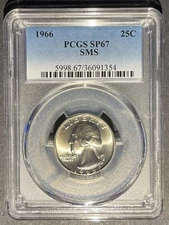 1966 SMS Washington Quarter PCGS SP-67, Buy 3 Items, Get $5 Off!!