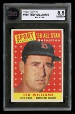 1958 TOPPS #485 TED WILLIAMS KSA 8.5 CENTERED GREAT PRINT QUALITY RECENT HQ FIND