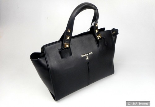 Patrizia Pepe 2V5448/A483-K103 Nero Borsa a mano donna con cinturino, vera pelle, NUOVA