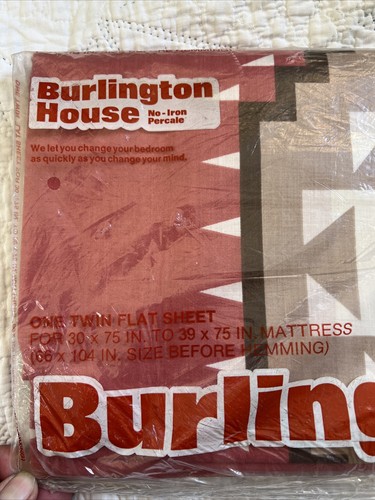 Vintage 70’s Burlington Twin Fitted Flat Sheet Indian Summer NOS - Picture 3 of 6