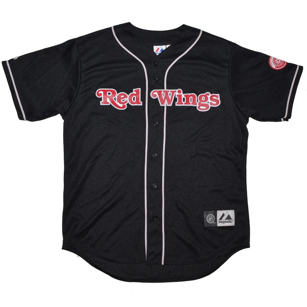 Detroit Red Wings Vintage Baseball Jersey size Large Black