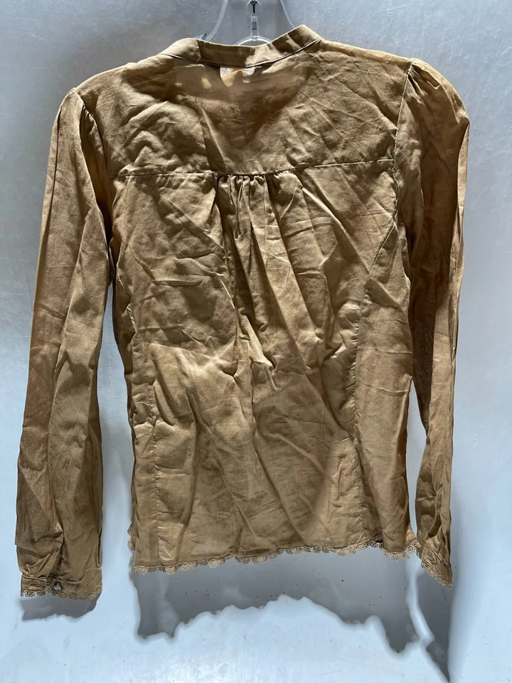 Top transparente floral para niñas talla 14-16 grande de encaje en pecho y dobladillos con puños abotonados Foto 2 de 4