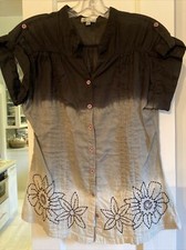 Solitaire Los Angeles Black Gray umbre blouse top embroidery design size M