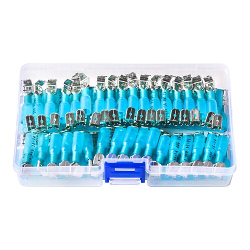 100PCS 16-14 Wire Gauge Heat Shrink Piggyback 3 Way Connector Terminals Kit Blue - Picture 10 of 10