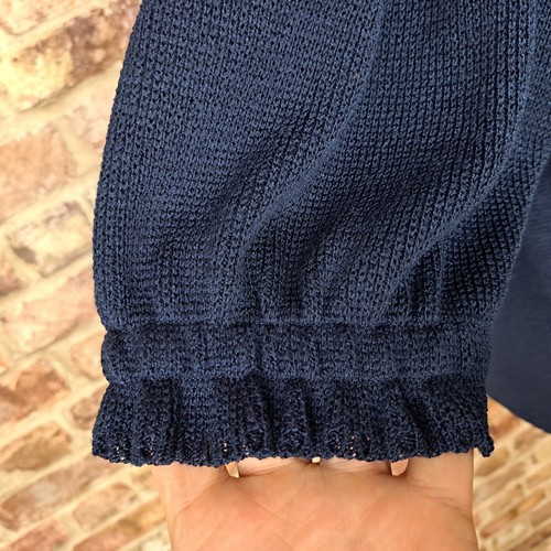 Vintage Jumper RENY MARTAN Navy Blue UK 20 Knit Faux Wrap Embroidered Flowers - Picture 5 of 14