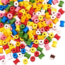 200 PCS Mini Dyed Wooden Empty Spools, Colorful Wooden Spools Thread Bobbin C...