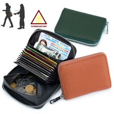 Men Women RFID Blocking Genuine Leather Wallet Credit Card Holder Change Purse
