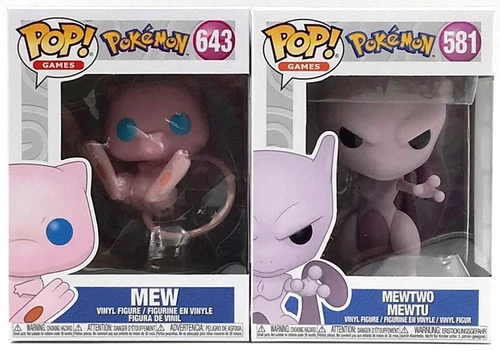 Funko Pop! Pokémon Mew #643 & Mewtwo #581 Set of 2 with POP Protectors