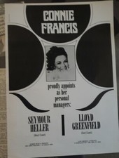 Connie Francis Management Announcement Poster/Foldout