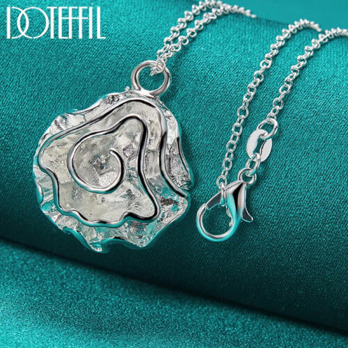 Doteffil 3-teilig 925 Sterlingsilber Rose Blume Ohrring Halskette Armband Set - Bild 2 von 6