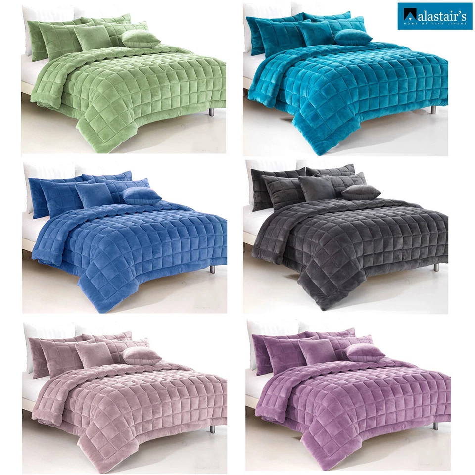 Augusta Faux Mink Quilt / Comforter Set by Alastairs