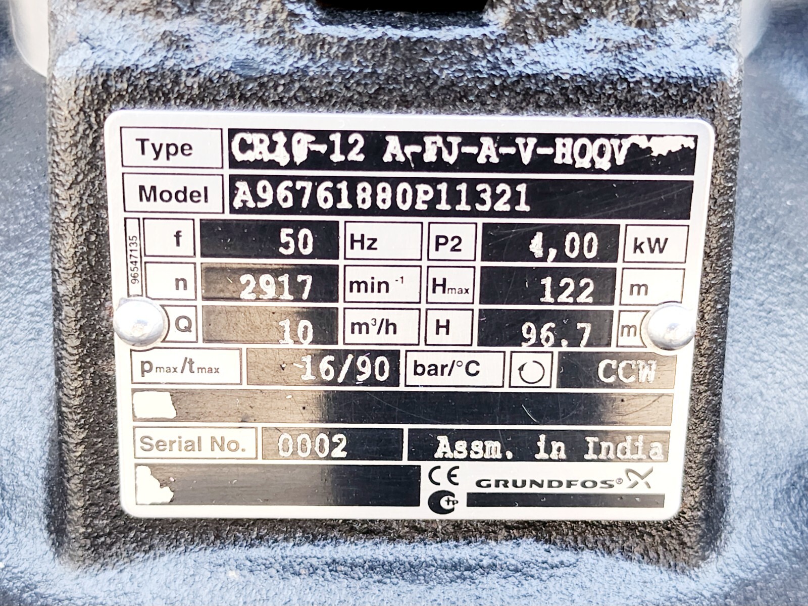 Grundfos CR1012AFJAVHQQV Multistage Centrifugal Pump 4kW, 400460/690 1 eBay