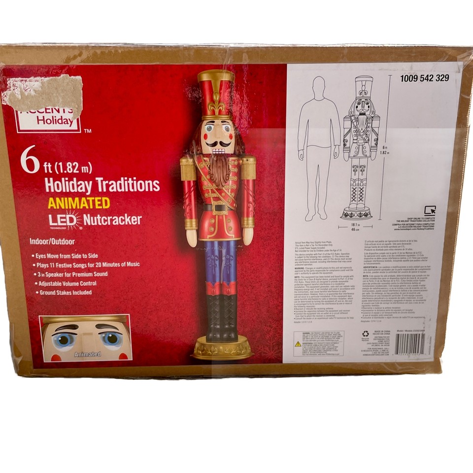 6ft LifeSize Home Accents Holiday Traditions Animated LED Nutcracker
