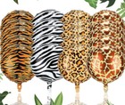 20 pcs Safari Animal Print Foil Balloons Leopard Zebra Tiger Giraffe Jungle