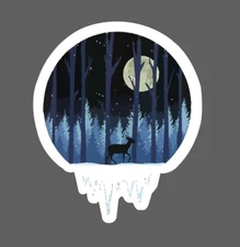 Deer Sticker Winter Night Nature Waterproof Animal Wildlife Snow Gift NEW