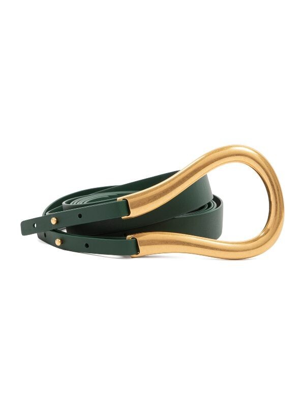 BOTTEGA VENETA raintree green leather belt with gold BOTTEGA VENETA raintree green leather belt with gold