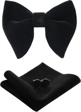 Bow Ties for Men Pre-Tied Bow Tie Vintage Tuxedo Oversized Velvet Bow Black