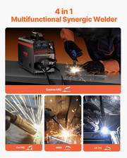 MIG Welder, 160A Synergic Mig Welding Machine, 4-in-1 Gas MIG/Flux Core MI 293