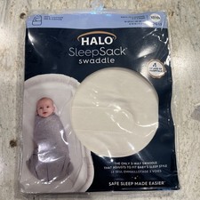 HALO SleepSack Swaddle 100 Cotton Newborn 0-3M 1.5 TOG Safe Sleep Cream NEW
