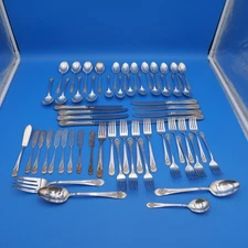 61 pieces vintage JUBILEE WM ROGERS silver plate flatware 8 settings + serving