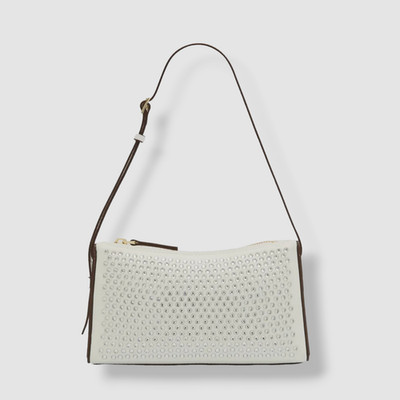 $435 Manu Atelier Women's White Prism Mini Crystal Leather Shoulder Bag