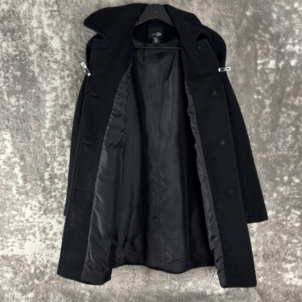 Gola de botão East5th tamanho S lã inverno ao ar livre casaco preto forrado - Imagem 2 de 4