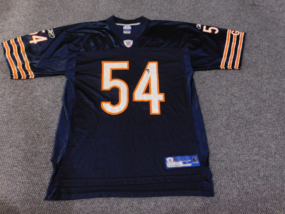 Camiseta Chicago Bears masculina grande azul marinho futebol americano NFL Reebok 54 Urlacher - Imagem 3 de 4