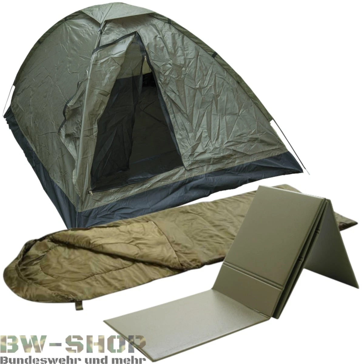 OUTDOOR SET ZSI2 3 PIECE TENT + SLEEPING BAG + SLEEPING MAT BEGINNERS SET ARMY TREKKING