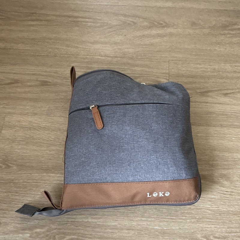 Gray And Brown Foldable Duffel Bag For Travel With Shoes Compartment