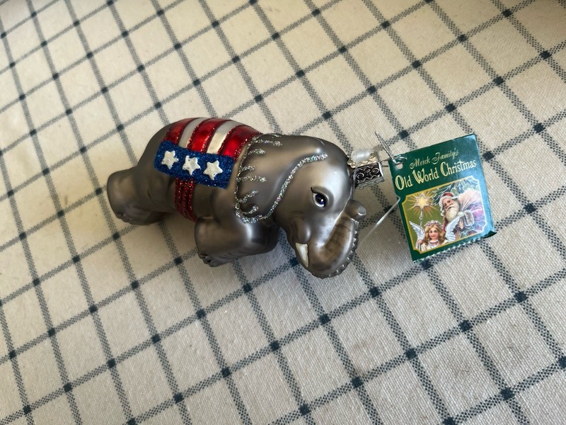 Patriotic Glass Ornament July 4th Elephant NWT