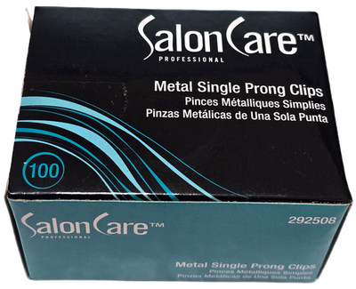 Salon Care Professional Metal Single Prong Curl Clips - Box Of  100pc