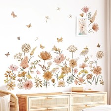 Boho Flower Wall Decals Wildflower Dandelion Grass Wall Stickers Girls Bedroo...