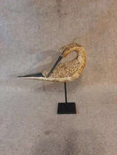 Carved Wood Shorebird Decoy Duck signed branded Reggie Birch Chincoteague VA  #6